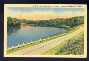 Zanesville, Ohio/OH Postcard, Route 77, Muskingum River