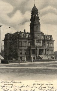 Vintage Postcard 1908 City Hall Government Building Landmark Lynn Massachusetts