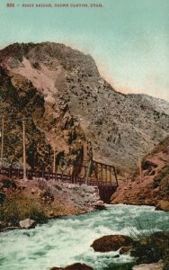 Vintage Postcard 1910's First Bridge Ogden Canyon Utah UT