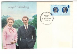 Bailiwick of Guernsey,  Royal Wedding Stamps, 1973 First Day Cover