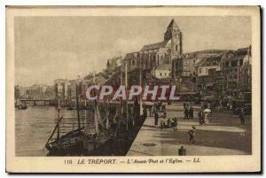 Old Postcard Treport Before the Port and the church