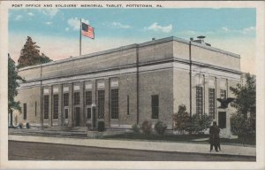 Postcard Post Office and Soldiers' Memorial Tablet Pottstown PA