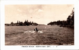 RPPC Postcard ON North Bay French River Motor Boat Photo W.R. Forder 1955 K83