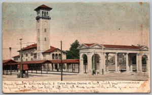 Dayton Ohio 1908 Postcard Union Train Railroad Station Depot