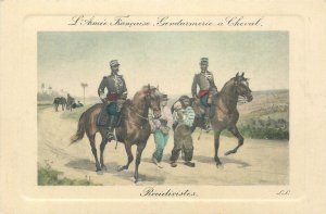 Lot 4 vintage postcards set military history french army cavalry uniforms 