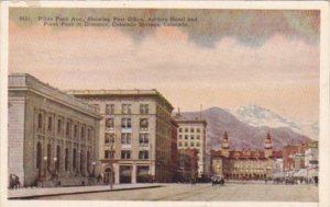 Colorado Colorado Springs Pikes Peak Avenue Showing Post Office Antlers Hotel...