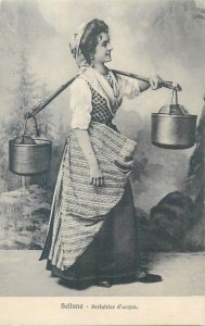 Belluno Italian Folk Type Costume Water Carrier Postcard Ed. P. Breveglieri 