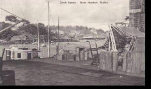 Maine New Harbor Dock Scene Albertype