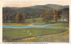 White Sulphur Springs West Virginia Greenbrier Golf Course Postcard AA43984