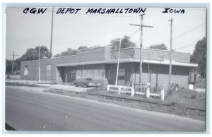 c1960 Marshalltown Iowa Railroad Vintage Train Depot Station RPPC Photo Postcard