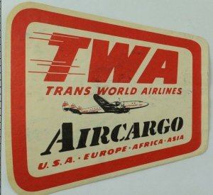 1940's-50's Trans World Airlines Air Cargo Luggage Label Original E18