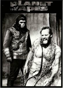 Postcard of Planet of the Apes 1968 Movie Charlton Heston in a Net