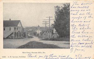 Sherman Mills Maine Main Street, Undivided Back, Vintage Postcard U11851