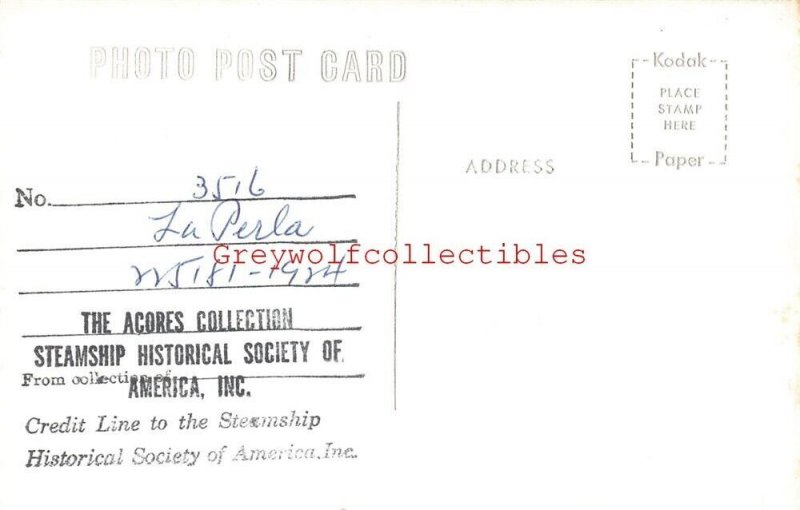 Steamship, La Perla, Reproduction, RPPC