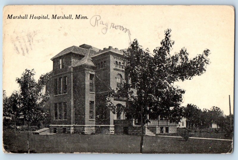 Marshall Minnesota MN Postcard Marshall Hospital Exterior Building 1918 Vintage