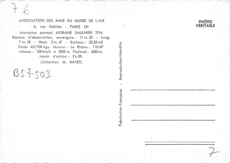B57503 monoplan panasol paris france airplanes avions