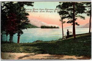 View North from Sherman House, French Point Lake George NY c1908 Postcard R14