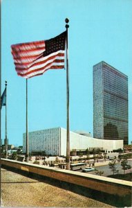 United Nations Postcard Koppel New York NY VTG UNP Vintage American Flag Chrome 