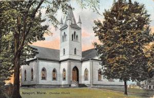 Newport Maine Christian Church Exterior Street View Antique Postcard K13392