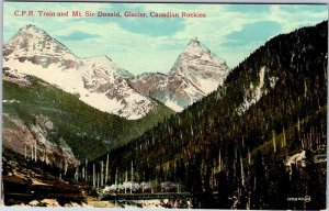 Postcard TRAIN STATION SCENE Canadian Rockies Alberta AB AO0071