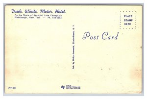 Trade Winds Motor Hotel Plattsburgh NY Postcard Interior View Restaurant & Bar