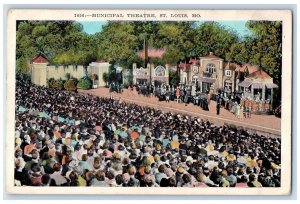 1929 Municipal Theatre Musical Band Crowd St Louis Missouri MO Vintage Postcard 