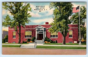 MONTICELLO, New York NY ~ POST OFFICE c1940s Sullivan County Postcard