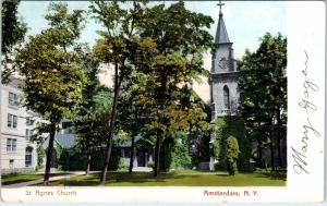 AMSTERDAM, NY New York      ST AGNES CHURCH     1906     Postcard