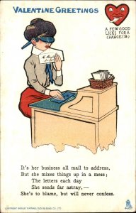 Valentines Secretary Mixes Up Mail Series C TUCK c1900-20s Vintage Postcard