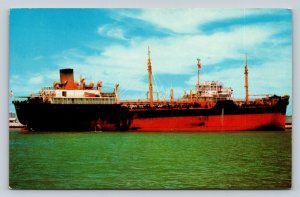 Oil Tanker at Tanker Island PORT ARANSAS Texas Vintage Postcard 0631