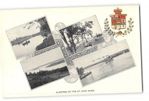 St John's River Canada Embossed Gold Enhanced Postcard 1901-1907 Various Scenes