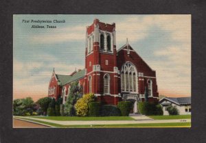 TX First Presbyterian Church Abilene Texas Postcard Linen