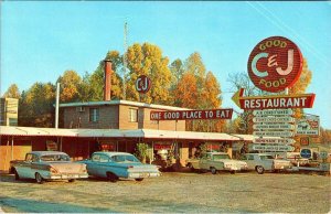 Claxton, GA Georgia  C & J RESTAURANT~Joe Durham  ROADSIDE 50's Cars Postcard