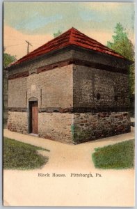 Postcard Pittsburgh Pennsylvania PA Block House Brick Stone Roof 1900s UDB