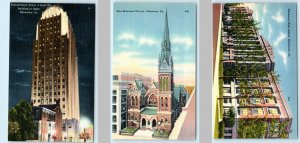 3 Postcards ALLENTOWN, PA ~ High School, Zion Reformed Church, Power & Light