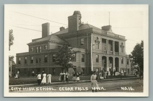 CEDAR FALLS IA CITY HIGH SCHOOL ANTIQUE REAL PHOTO POSTCARD RPPC