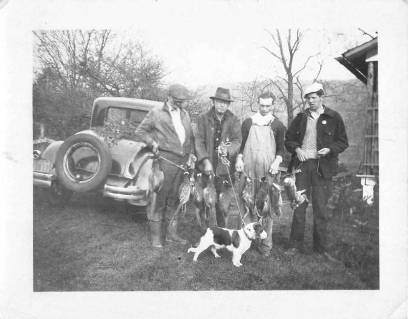 Hunters With Dog Quail Rabbit Catch Real Photo Antique Postcard K7876485