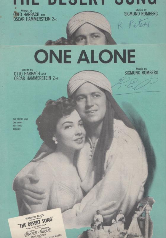 One Alone The Desert Song 2x 1940s Sheet Music s