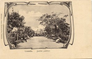 PC CPA ANGOLA / PORTUGAL, LOANDA, JARDIM PUBLICO, VINTAGE POSTCARD (b13293)