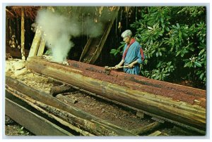 c1960 Oconaluftee Indian Village Craftsman Cherokee North Carolina NC Postcard