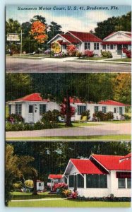 BRADENTON, FL Florida ~ Roadside SUMMERS MOTOR COURT c1940s Linen Motel Postcard