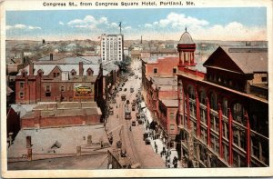 Vtg Portland Maine ME Congress Street from Congress Square Hotel 1910s Postcard