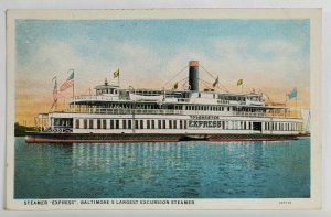 Steamer Ship EXPRESS Baltimore's Largest Excursion Steamer Postcard T4