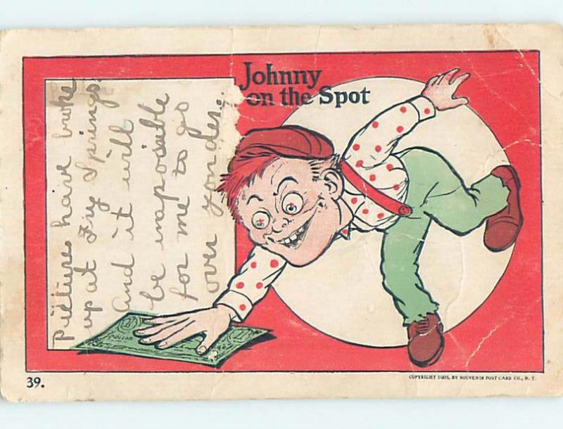 Pre-1907 comic JOHNNY ON THE SPOT FINES CASH MONEY ON THE GROUND HL2016