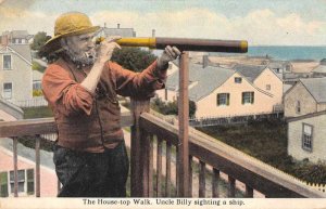 Uncle Billy Sighting a Ship Telescope Nautical Vintage Postcard JE359019