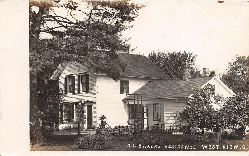 F68/ Westview Cleveland Ohio RPPC Postcard 1909 M.E. Baker's Home Residence