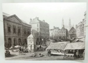 The Market Place Cambridge 1836 Town Hall Hobsons Conduit Cambs Repro Postcard