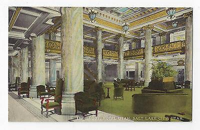 Salt Lake City Hotel Utah Interior The Lobby Vintage Curteich Postcard