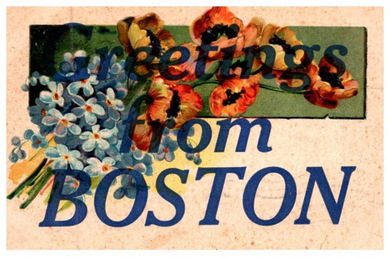 Massachusetts  LARGE LETTER  , Greetings from Boston