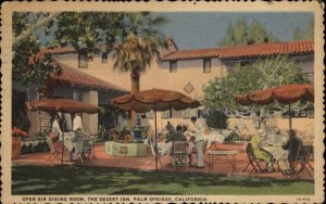 Palm Springs California CA The Desert Inn Patio Dining c1940s-50s Linen Postcard